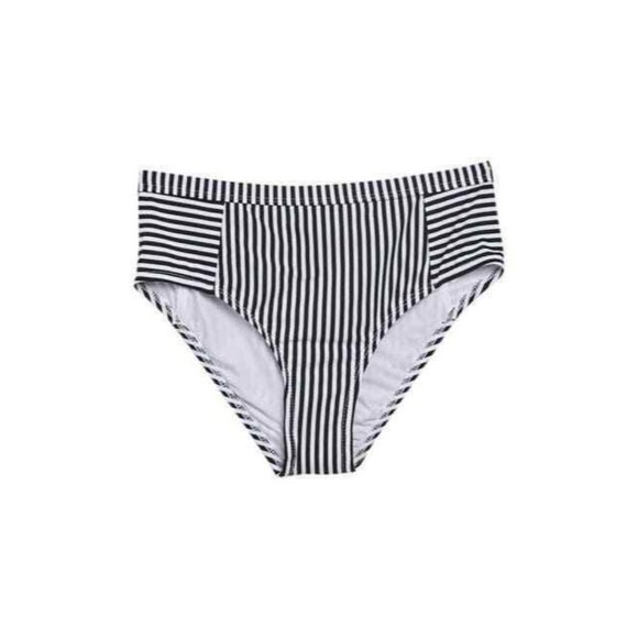 Splendid NWT S Line in the Sand Retro Bikini Bottoms Black White Stripe - Picture 3 of 3